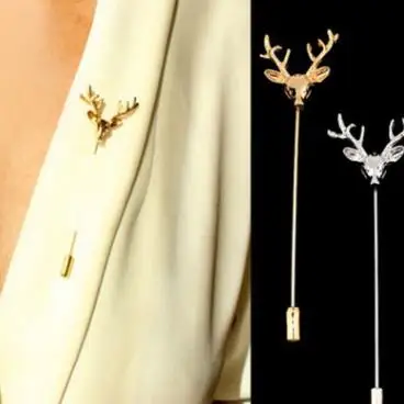 

1pc Hollow Fashion Simple Retro Deer Head Brooch Pins For Women Men Suit Animal Collar Pin Fine Jewelry