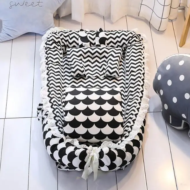 3pcs/set Newborn Portable Infant Crib Bed Sleeping basket Quilt Foldable Baby travel bed CradleBedding YHM005 - Color: YHM005B