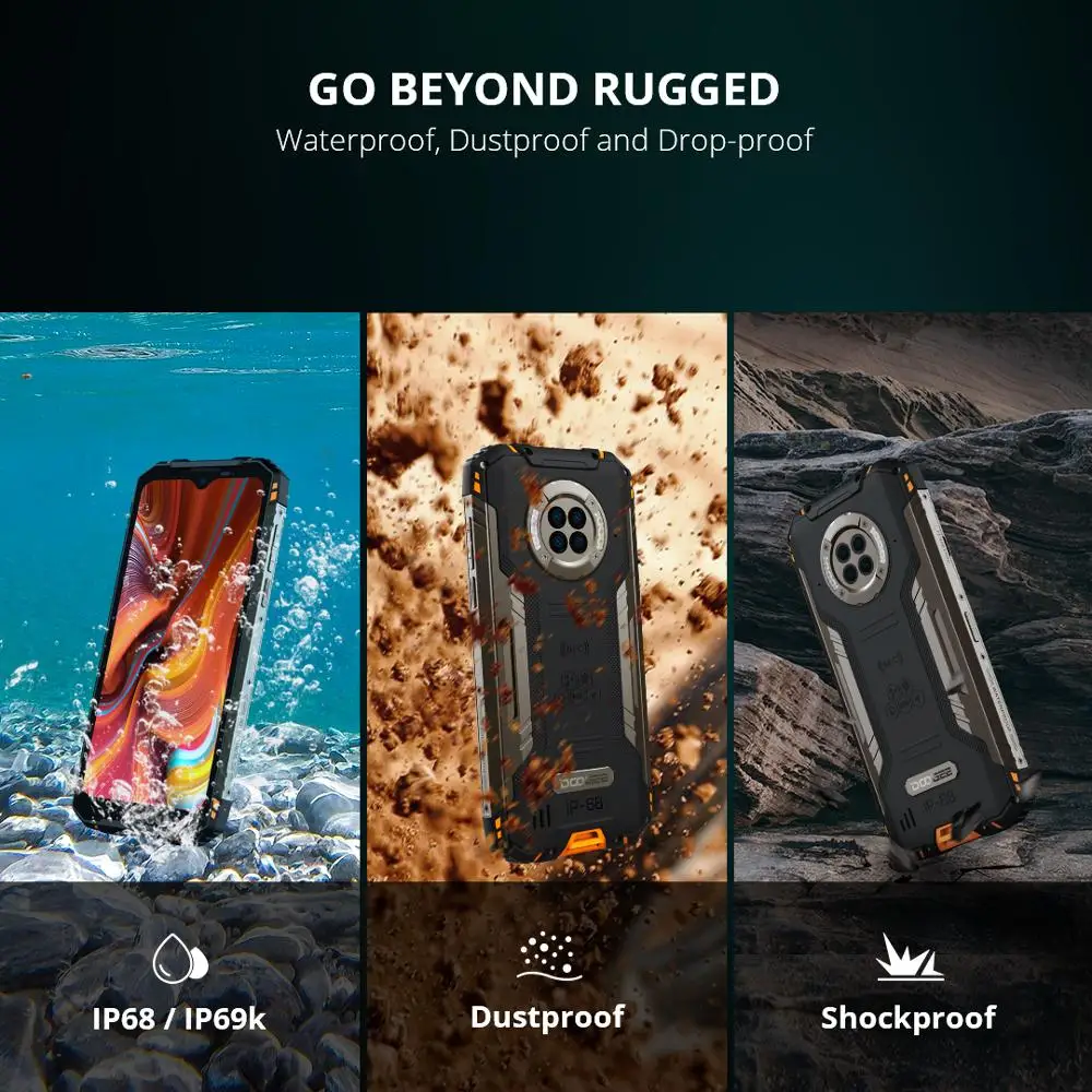 Waterproof Octa Core 8GB+128GB Rugged Phone 48MP Camera 20MP Infrared Night Vision Smartphone Helio G90 6350mAh DOOGEE S96 Pro