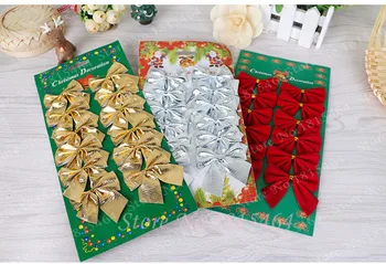 

12pcs Bow Christmas Tree Decoration Xmas Ornament Bowknot Party Home Xmas Tree Pendant Decorative Accessories