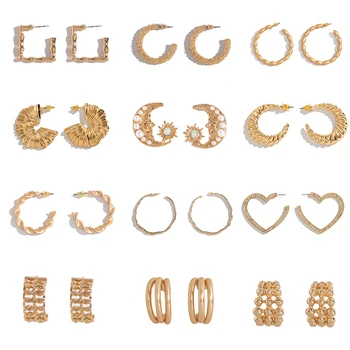 

VIVILADYPunk C Shape Circle Women Hoop Earrings Chic Gold Silver Color Irregular 2020 Wholesale Female Party Jewelry Brincos