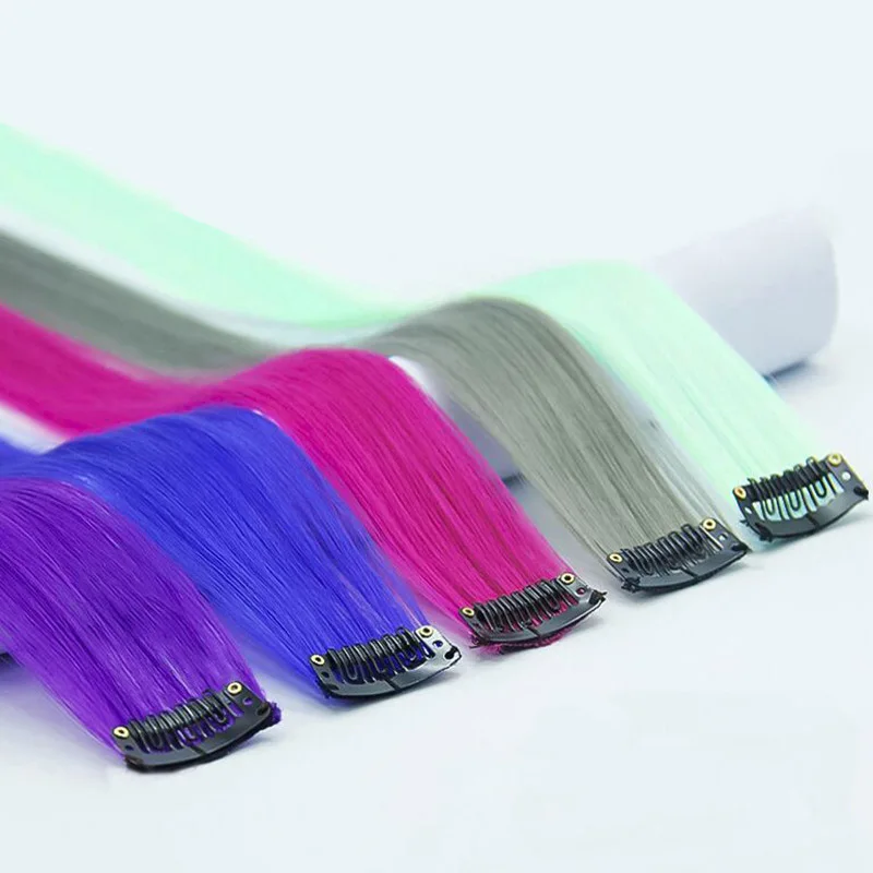 LANLAN синтетические клип-в один кусок 37Colors50cm повязки, резинки для волос для женщин синтетические длинные прямые синтетические волосы