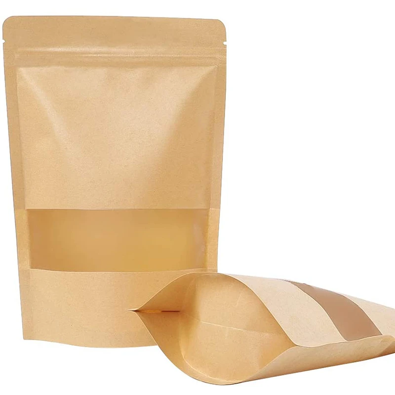 Bolsas de papel Kraft con ventana mate, bolsas de pie con cierre de cremallera, reutilizables, sellables al calor, 5,9x8,6 pulgadas, 72 y bolsas regalo| - AliExpress