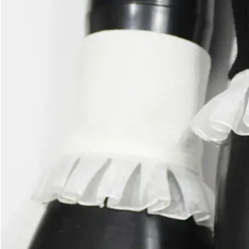 

1Pair Pleated Ruffles Flared Fake Sleeve Chiffon Lace False Cuffs with Buttons