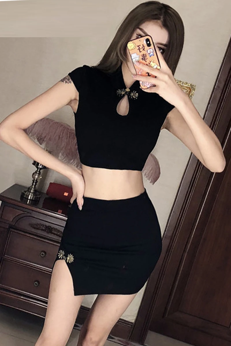 Китайское платье cheongsam современный сексуальный набор Ципао восточное платье vestido chino Холтер открытая спина qi pao наклонная вилка