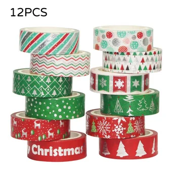 

Festive Christmas And Paper Tape 12 Sets Decorative Tape Scrapbooking Tools Masking Tape Christmas DIY Decorative Tapes