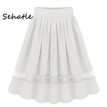 

Sehatle 2020 Summer new sexy women midi skirts casual street beach clothes solid pleated white skirt chiffon elegant clothing