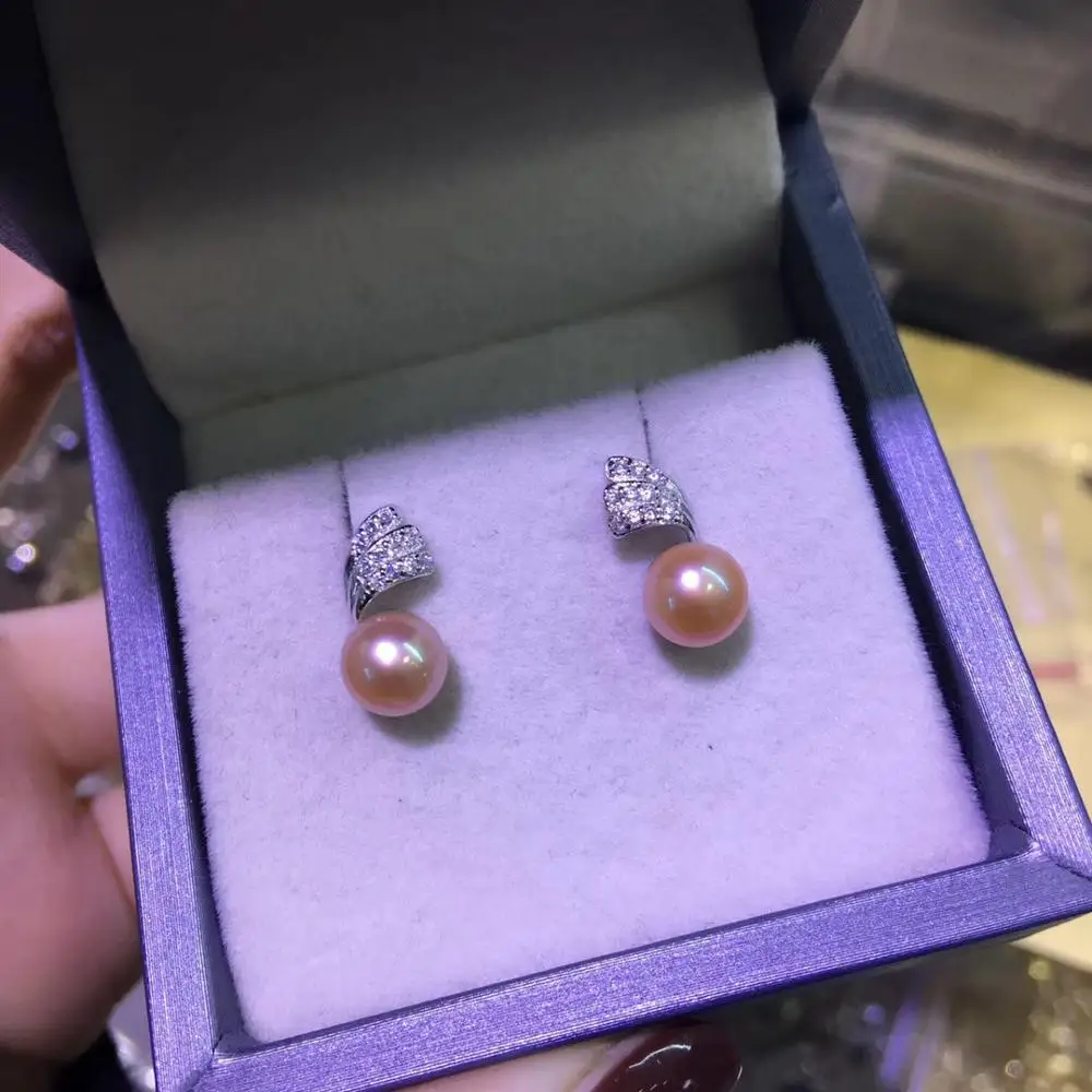 pink YIKALAISI, 925 пробы, серебряные ювелирные изделия, жемчужные серьги,, ювелирные изделия из натурального жемчуга, 6-7 мм, серьги-гвоздики для женщин - Цвет камня: pink