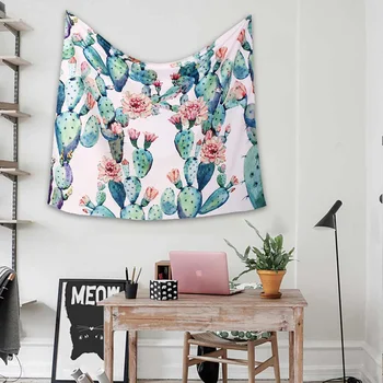 

New 150x130cm Wall Hanging Colorful Cactus Tapestry Style Psychedelic Art Throw Blanket Mat Beach Towel Bedspread Home Decoratio