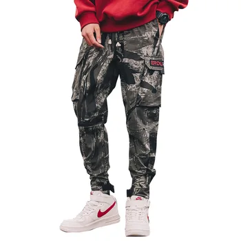 

2019 Men Fashion Streetwear Mens Jeans Jogger Tactical Cargo Pants Casual Summer Ankle Banded Pants Brand Boot Cut Harem Pants