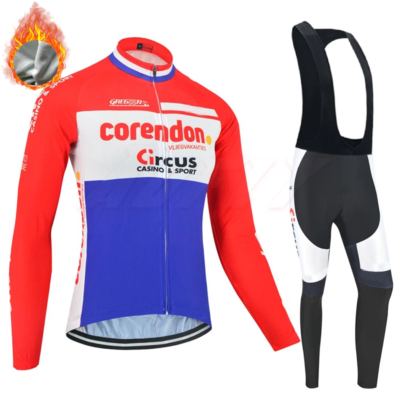 20 corendon Pro Team, Зимняя Теплая Флисовая велосипедная одежда для мужчин, с длинным рукавом, Джерси, для улицы, для езды на велосипеде, MTB, одежда, комбинезон, комплект - Цвет: Wool black strap