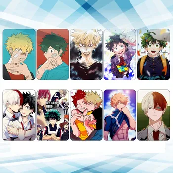

10Pcs/Set My Hero Academia Card Sticker Boku No Hero Academia Anime Crystal Bus Card Stickers