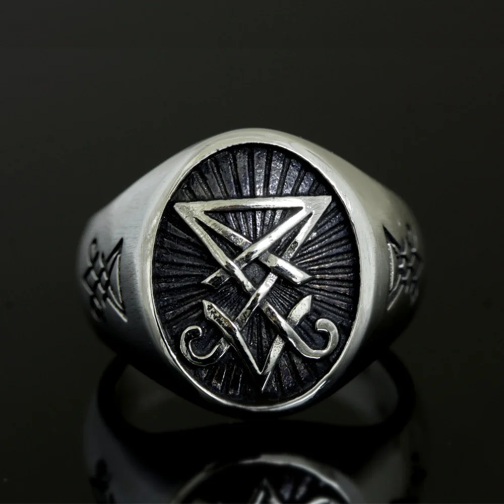 EYHIMD sigil of Lucifer сатаны уплотнительное кольцо в готическом стиле, серебряные Нержавеющая сталь перстни в байкерском стиле в стиле панк ювелирные изделия