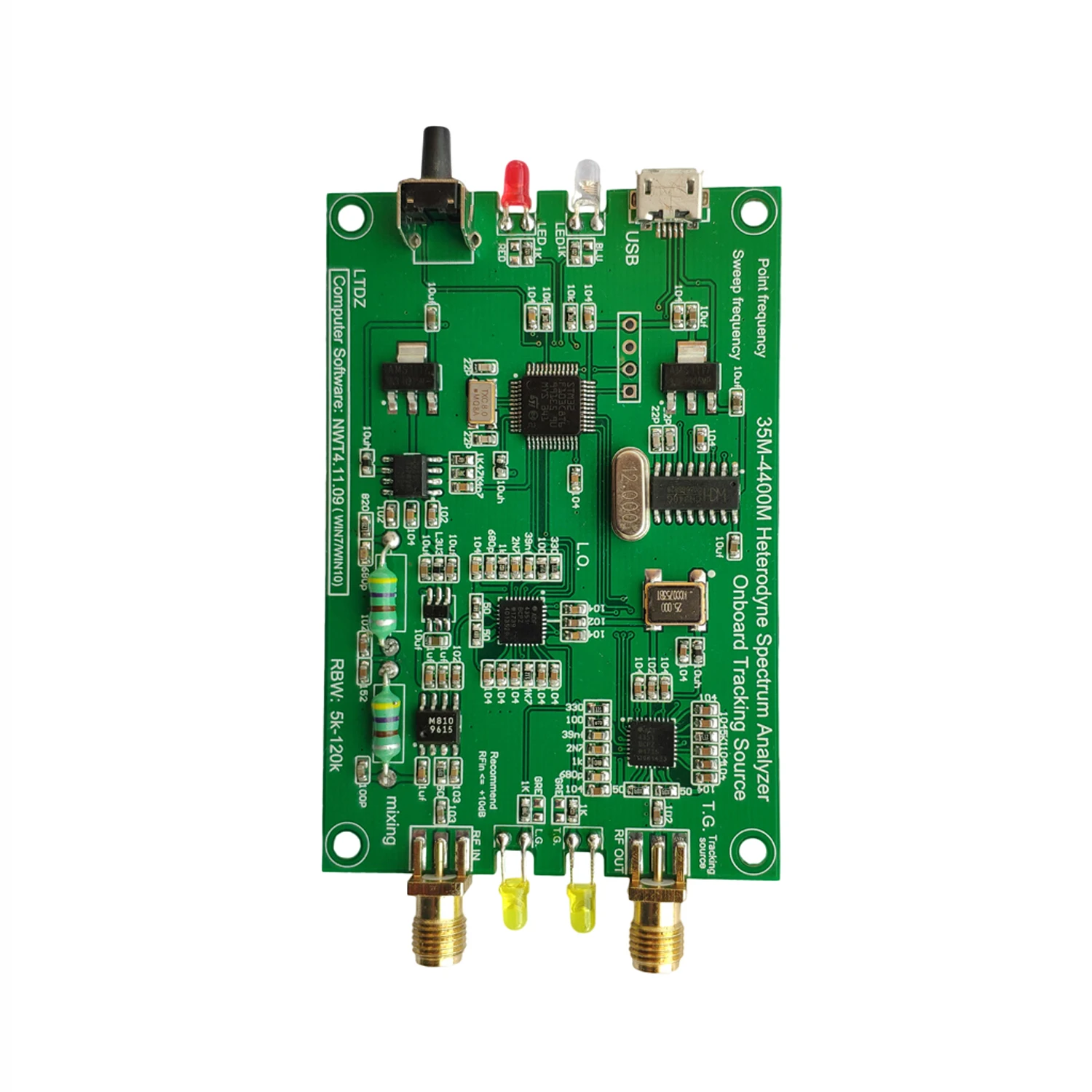HYY-YY Spectrum Analyzer USB LTDZ 35-4400M Signal Source with Tracking Source Module RF Frequency Domain Analysis Tool with Aluminum Housing HYY-YY Spectrum Analyzer USB LTDZ 35-4400M Signal Source with Tracking Source Module RF Frequency Domain Analysis Tool with Aluminum Housing