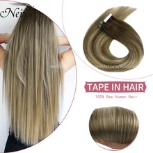 

Neitsi Ombre Balayage Tape In Human Hair Extensions Machine Remy Seamless Adhesive Straight Natural Hair Skin Weft 12" 16" 20"