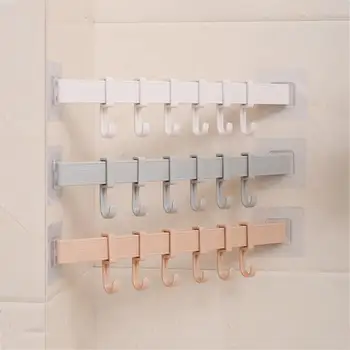 

Creative Bathroom 6 Even Hanger Hooks Wall Hanging Strong Adhesive Storage Holder Shelves Household Storage Accessories