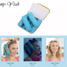 8 шт., бигуди для волос, спящий комплект для укладки, длинные бигуди из хлопка, инструменты для самостоятельной укладки, голубой цвет, волшебная повязка для волос, Очаровательная прическа