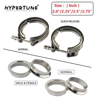 

2.0" 2.25 " 2.5" 2.75" SUS 304 Steel Stainless Exhaust V Band Clamp Flange Kit Quick Release Clamp Male Female Flange Or Normal