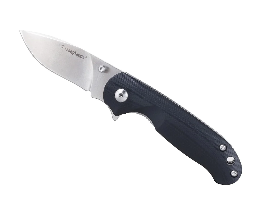 Satin-Blade Новинка от бренда jonnyjamie, Складывающийся нож с драконом G10 черного цвета с черной ручкой, лезвие D2 из стали, карманный нож для повседневного использования - Цвет: Satin-Blade