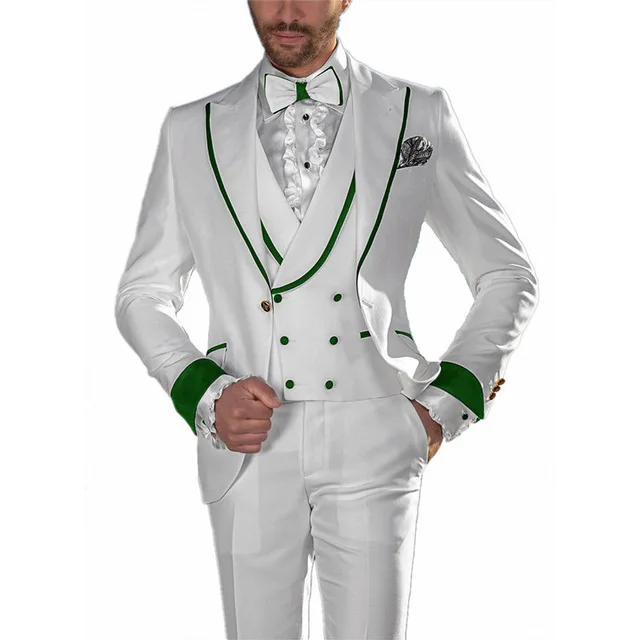 TPSAADE Mens Romantico Da Sposa Bianco Smoking Abiti Doppio Petto Gilet  Picco Risvolto del Vestito Da Promenade di Usura Per La Cena|Suits| -  AliExpress