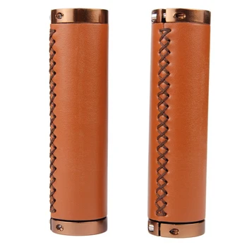 

1 Pair PU Leather Mountain Soft Easy Install Bicycle Hand-stitched Protective Cover Bike Handle Grip Universal Anti Slip Vintage