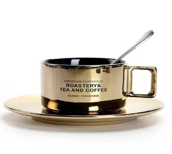 

Gold Vintage Coffee Cup and Saucer Porcelain Pottery Office Japanese Tea Coffee Cups with Saucer Rugrats Taza Cafe Ceramica