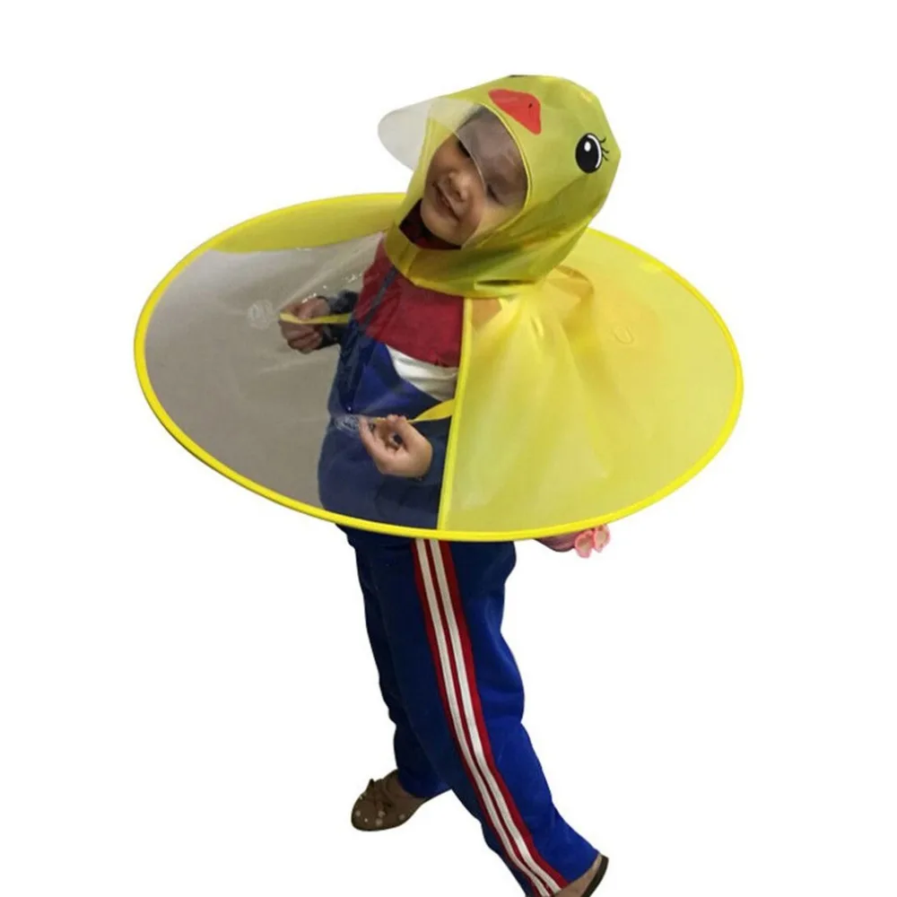 

New Creative Cartoon Duck Rain Hat Foldable Children Raincoat Umbrella Cape Cute Rain Coat Cloak Universal for Boys Girls