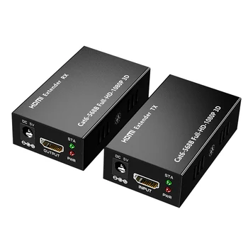 

HD 1080P HDMI Extender Over Single Cat5E/6/7 HDMI Repeater Transmitter Receiver Support 3D for PC TV 60m