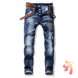 DSQ2 Jeans de alta calidad para hombre, pantalones vaqueros elásticos dsq, ropa para hombre