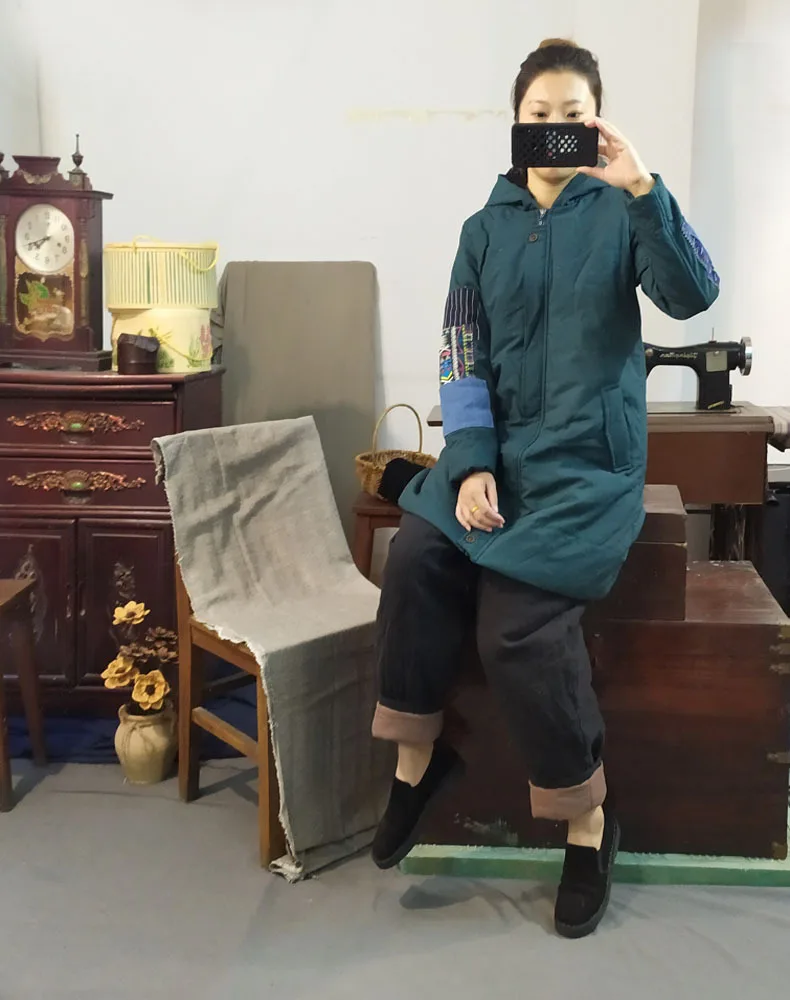 Женское свободное лоскутное стеганое пальто, парки, женская верхняя одежда из хлопка и льна, Женское пальто, пальто