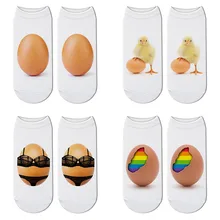 Женские креативные носки Warajuku с милым мультяшным 3D принтом, забавные хлопковые носки с украшением в виде яиц, нейтральные носки с низкой лодыжкой ZWS55