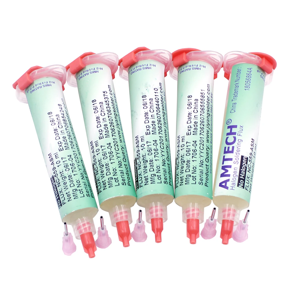 Original AMTECH 10cc NC559ASM Flux Paste Leadfree Solder Paste + Needles For Reballing