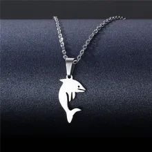 Personality Fashion Stainless Steel Dolphin Choker Chain Necklace for Women Girl Jewelry Animal Present Gifts Wholesale