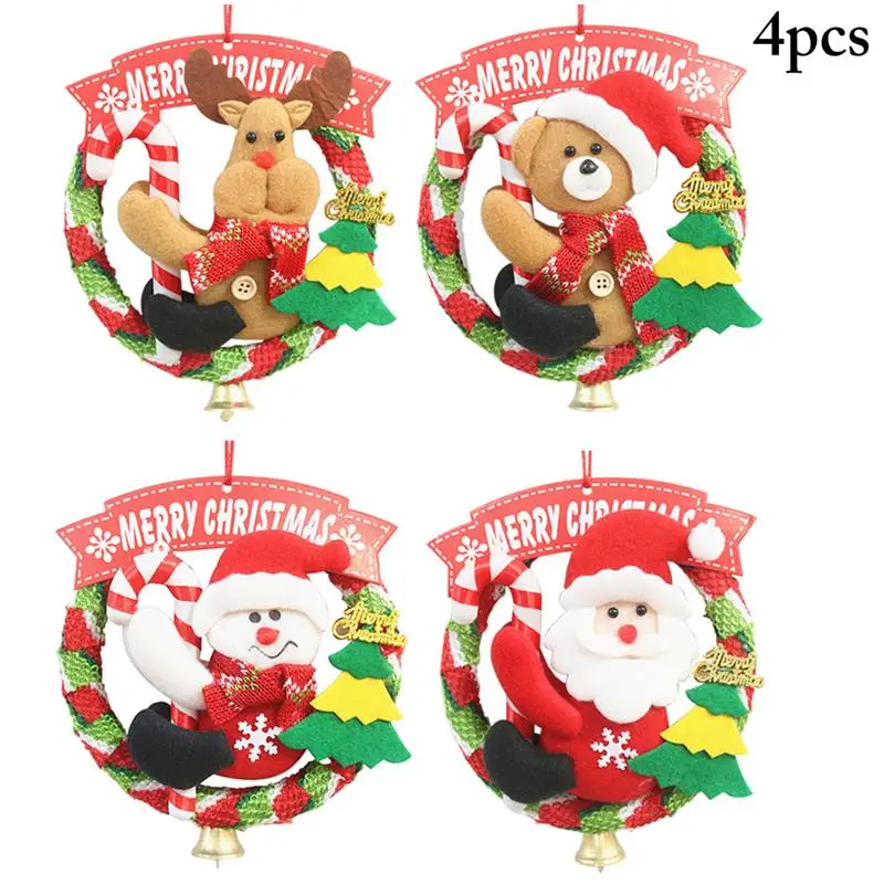 

4pcs New Year Santa Snowman Elk Bear Christmas Ornaments Pendants Hanging Gifts Xmas Tree Decor Home Wedding Decoration