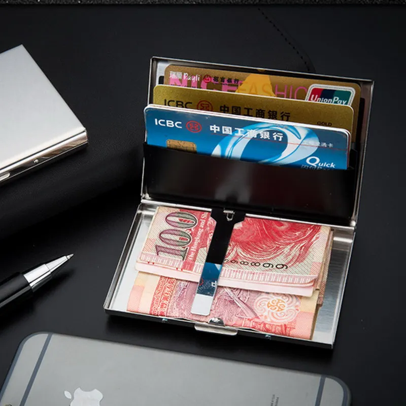 Modern- Brand Stainless Steel Card Holder Wallet Coin Purse Credit Card Organizer RFID Blocking