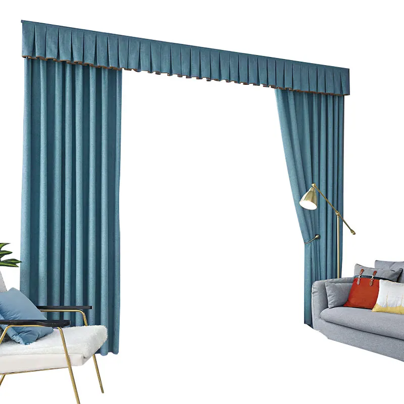 

Custom cotton and linen sunshade curtains Scandinavian custom simple modern living room bedroom floating window