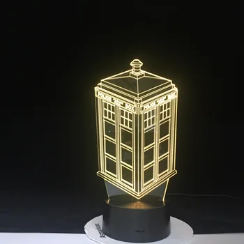 

7 Colors Change Lamp Doctor Who Police Box 3D Lamp Acrylic LED USB Table Lamp Lights Multi-colored Bulbing Light Kid Drop Gift