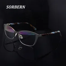 Металлические женские очки из сплава, оправа для очков кошачий глаз, полуоправы для женщин, близорукость, половинная оправа по рецепту, Женские оправы для очков