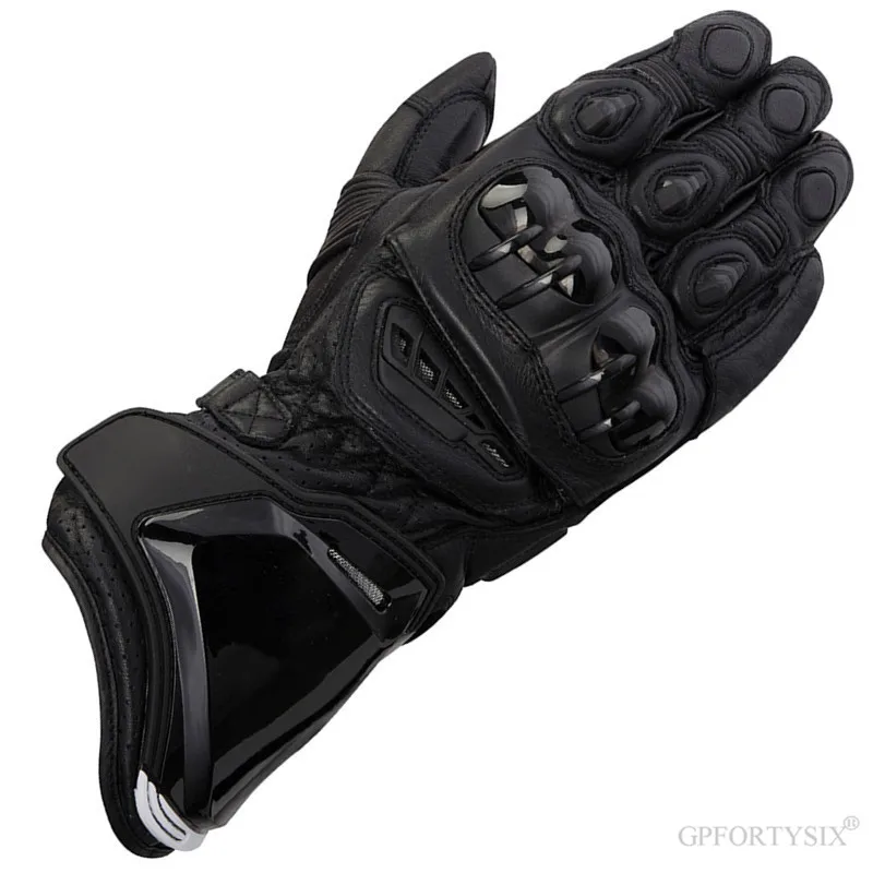 Alpine PRO мотоциклетные перчатки для мотокросса гоночные внедорожные полностью кожаные рыцарские перчатки Guantes Moto Gp дорожные гоночные перчатки звезды - Цвет: Черный