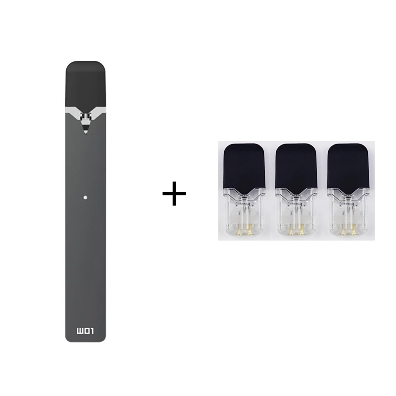 OVNS W01 Pod Vape комплект Светодиодный индикатор мощности Pod система Vape ручка электронная сигарета комплект стручки для JUUL Kit - Цвет: Grey with 3pcs pods