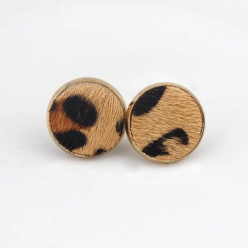 ZWPON Мини Круглые серьги Leoaprd из натуральной кожи для женщин, модные круглые осенние украшения, рождественский подарок
