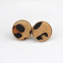 ZWPON Мини Круглые серьги Leoaprd из натуральной кожи для женщин, модные круглые осенние украшения, рождественский подарок