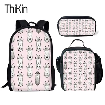 

THIKIN Student School Bag for Girls Kids Cute Rabbit Printed School Backpack with Pencil Bag 3Pcs/Set Toddler Large Size Bags