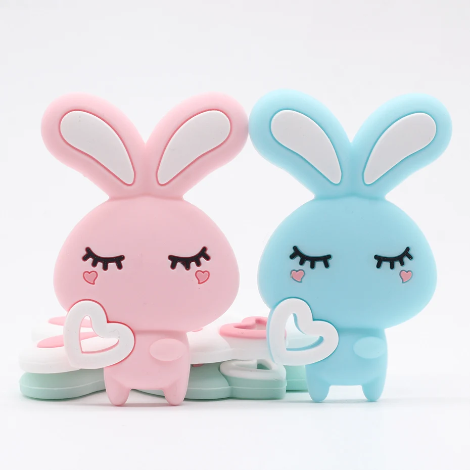 

1pc Silicone Baby Teether Rabbit Bunny Rodent Teether Nursing Teething Necklace Accessories Food Grade Silicone Animal Teether