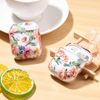 

Hard PC Case for Apple AirPods 1 2 Bluetooth Earphone hard pc shockproof Shell for Air Pods 2 Flowers Protective Cover Case Bags