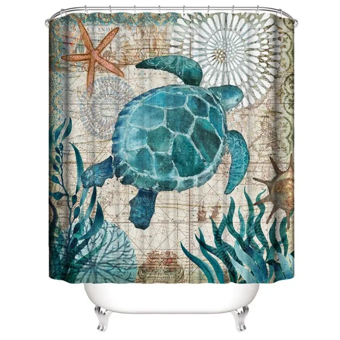 Sea Turtles Bathroom Polyester Shower Curtain Waterproof Bath Curtain Bathroom Accessories TB Sale