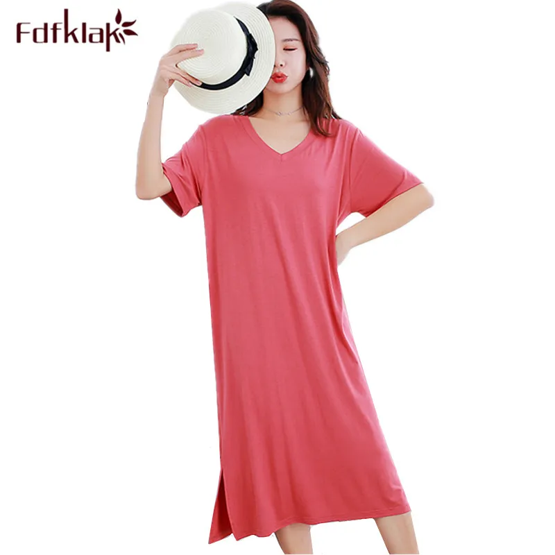 

Женская ночная рубашка в Корейском стиле, Свободная Повседневная Ночная сорочка с короткими рукавами, Длинное ночное платье, ночная рубашка для сна
