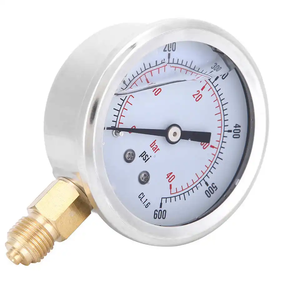1/4BSP Y60 Oil Filled Transparent Dial Cover TS-PGG604-4bar Professional Radial Pressure Gauge with Range 0-4bar,0-60psi for Metallurgy for Petroleum 