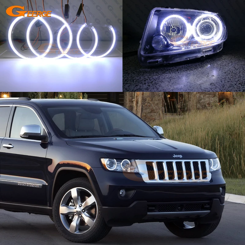 

For JEEP GRAND CHEROKEE 2011 2012 2013 Xenon headlight Excellent Ultra bright illumination COB led angel eyes halo rings