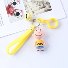 Украшение, кукла "Charlie", брелок для ключей, мультяшный, Charlie, коричневая фигурка, кожаный веревочный браслет с подвеской, колокольчик, парный брелок для ключей